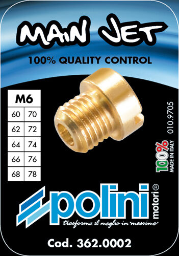 POLINI 362.0002 SET 10 GETTI DELLORTO 6 mm. DAL 60 AL 78 (increm.2)